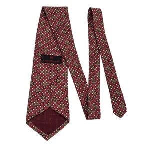 Laura Biagiotti Silk Geometric Pattern Men's Tie Red Multi-Color Luxury Power‎